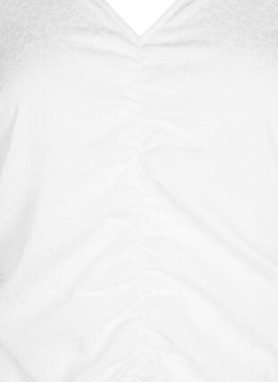 Lyhythihainen mekko rypytyksellä ja tekstuurilla, Bright White, Packshot image number 2