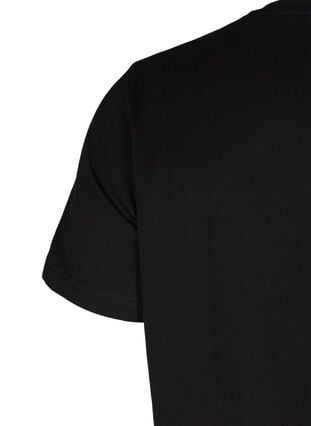 Puuvillainen t-paita niiteillä, Black, Packshot image number 3