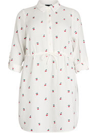 Puuvillamusliininen paitamekko kirjailtuine kuvioineen, Vanilja