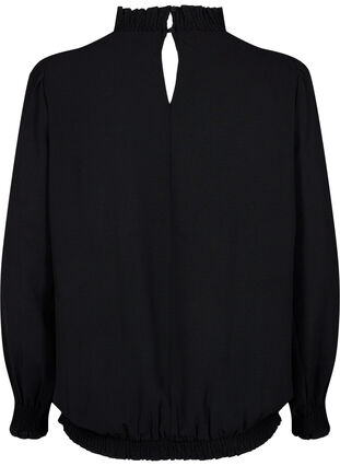 Yksivärinen smokattu pusero pitkillä hihoilla, Black, Packshot image number 1