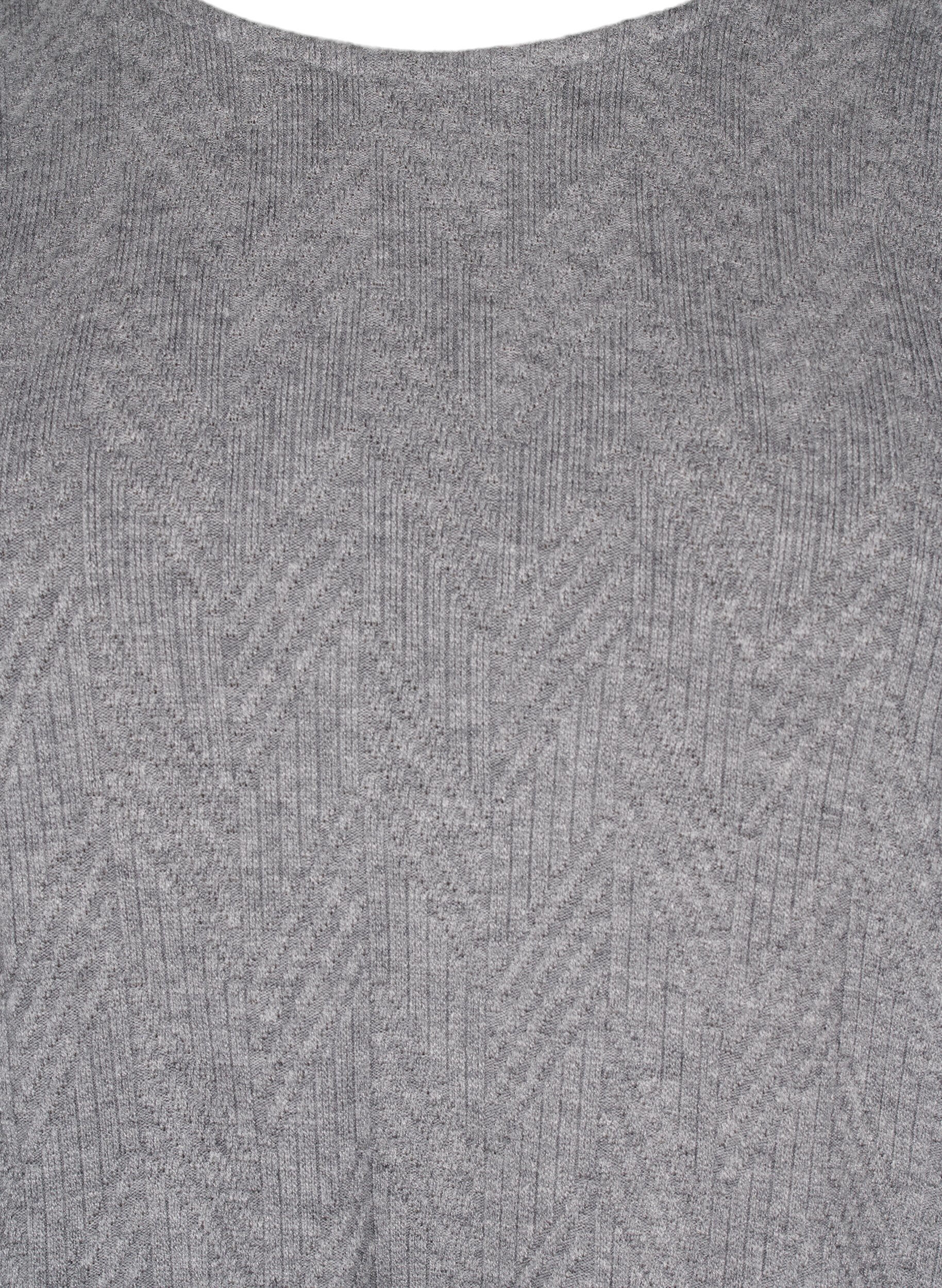 Zizzi Kuvioitu paita pitkill&auml; hihoilla, Harmaa, Packshot image number 2