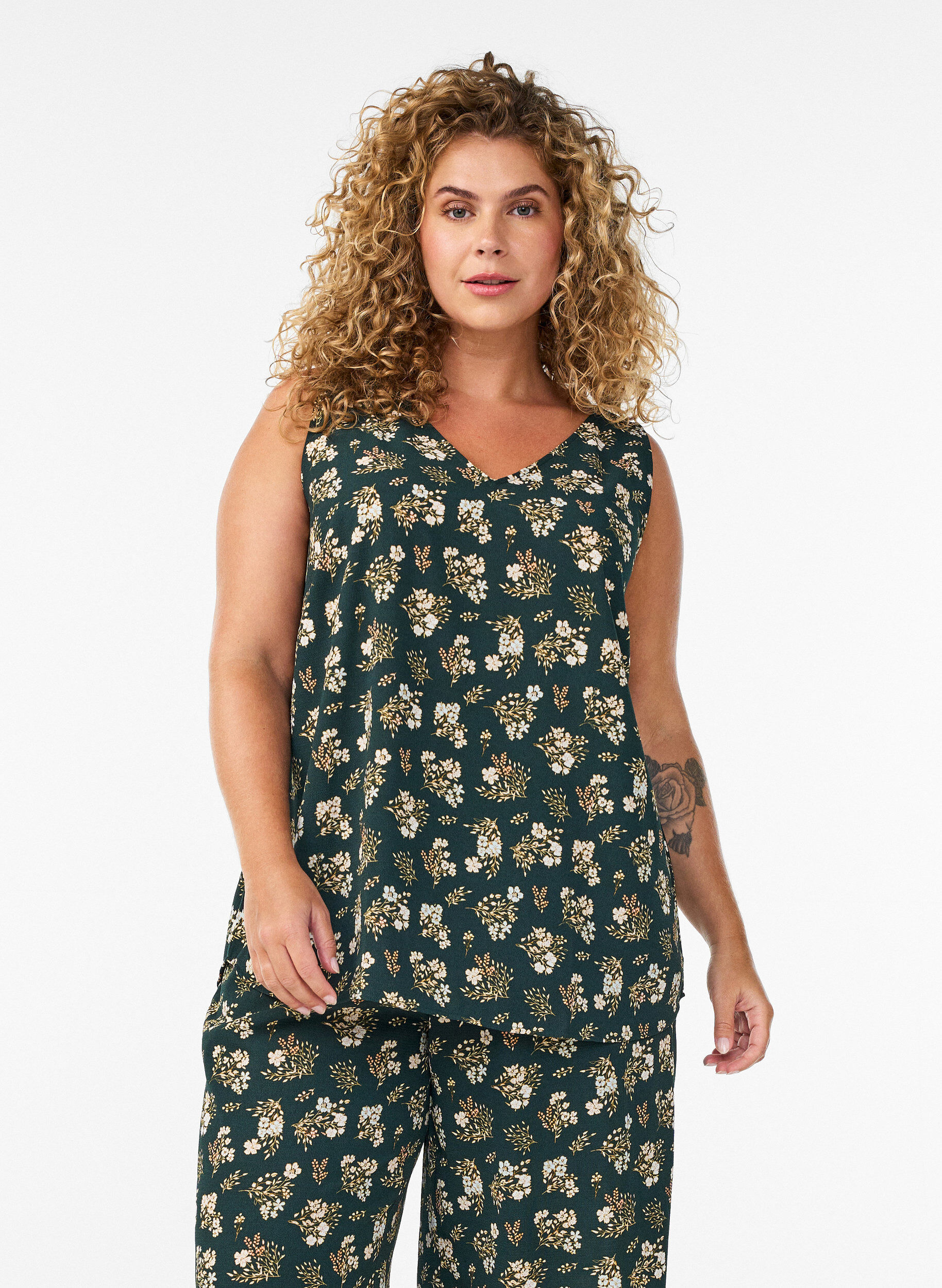ZizziCulottes-housut kuosilla, Musta, Model image number 0