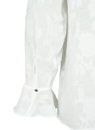 Pitkähihainen paita jacquard-kankaalla, Bright White, Packshot image number 3