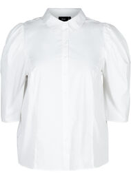 Puuvillainen paita 3/4-pituisilla puhvihihoilla, Bright White