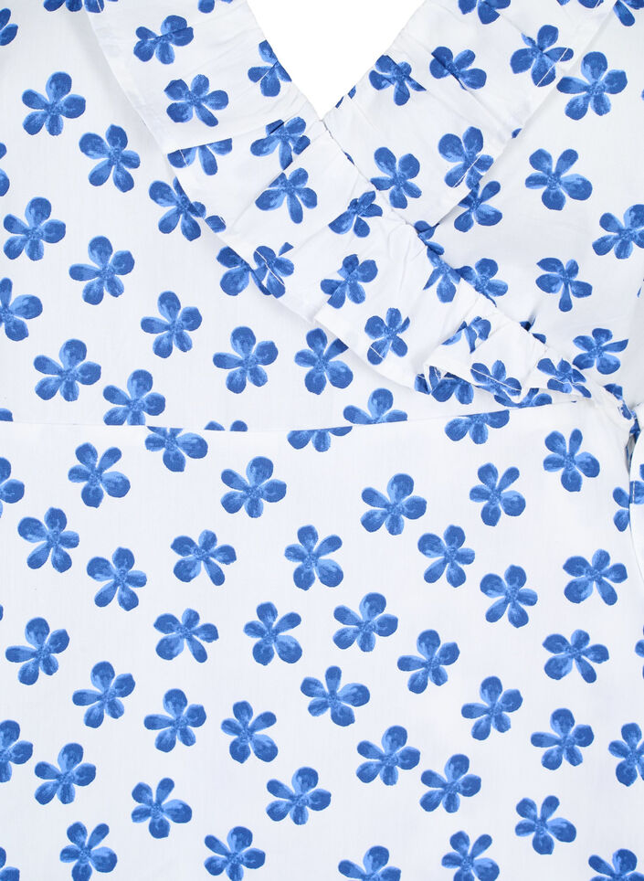 Kukkakuvioitu kietaisupusero puuvillaa, B.White/Small Flower, Packshot image number 2