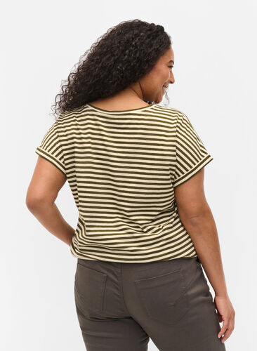 Puuvillainen t-paita raidoilla, Ivy Green Y/D, Model image number 1