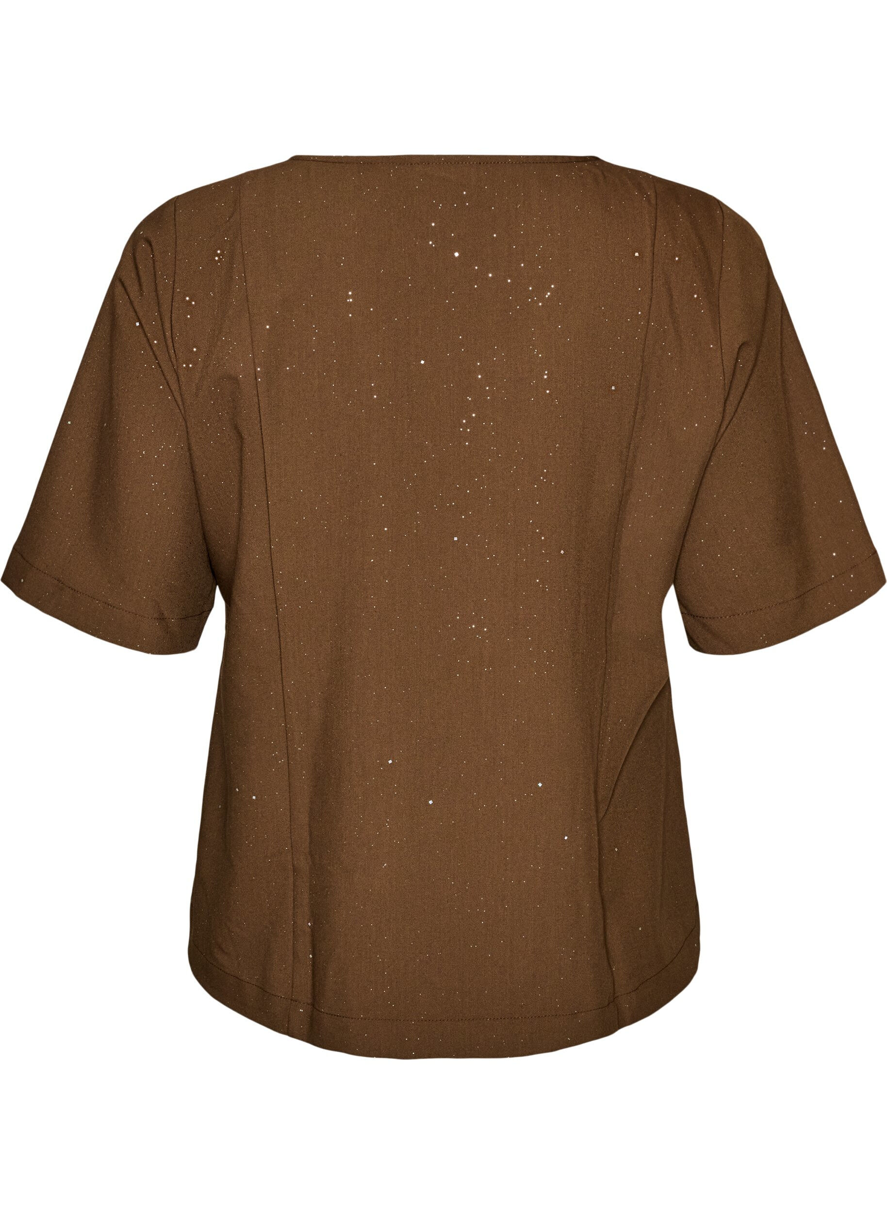 ZizziPusero glitterill&auml; ja V-p&auml;&auml;ntiell&auml;, Ruskea, Packshot image number 1