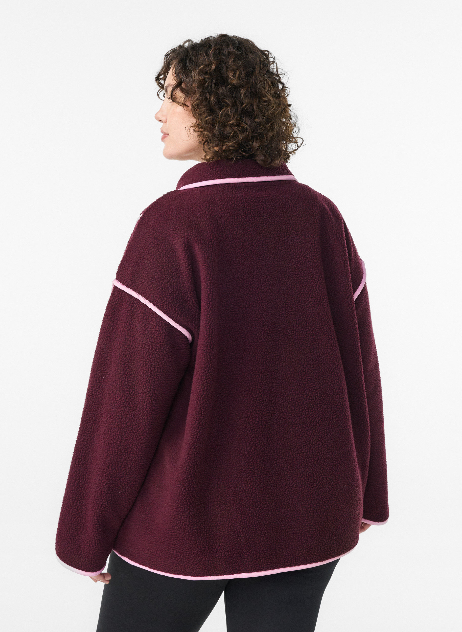 Zizzi Teddy-takki kontrastiyksityiskohdilla, Punainen, Model image number 2