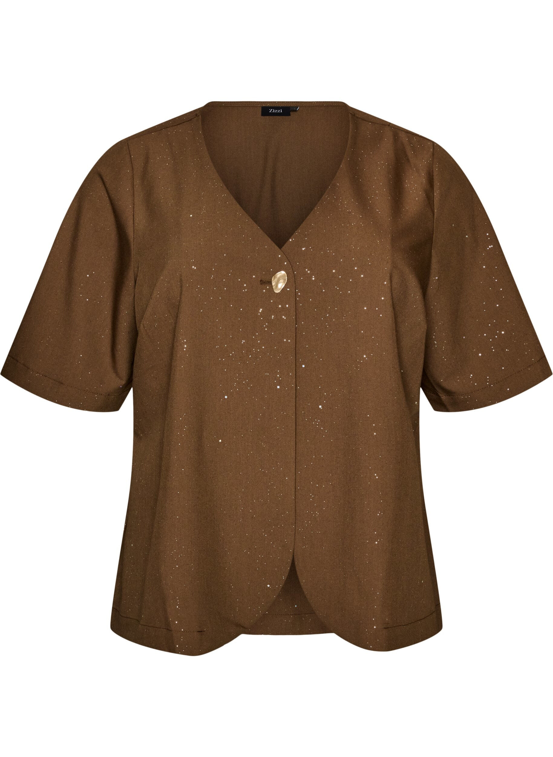ZizziPusero glitterill&auml; ja V-p&auml;&auml;ntiell&auml;, Ruskea, Packshot image number 0