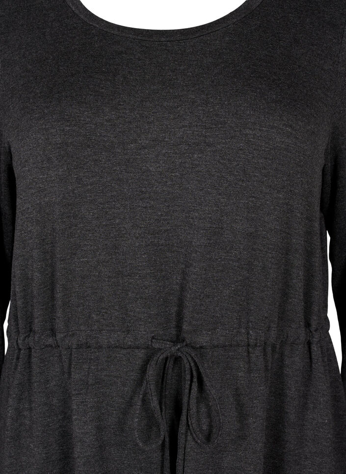 Polvipituinen trikoomekko, jossa on nauhat, Dark Grey Melange, Packshot image number 2