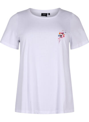 Puuvillainen t-paita painatuksella, Bright White FLOWER, Packshot image number 0