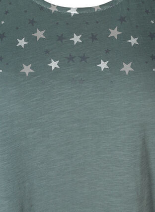 Lyhythihainen t-paita puuvillasta tähtiprintillä, Balsam Green STARS, Packshot image number 2