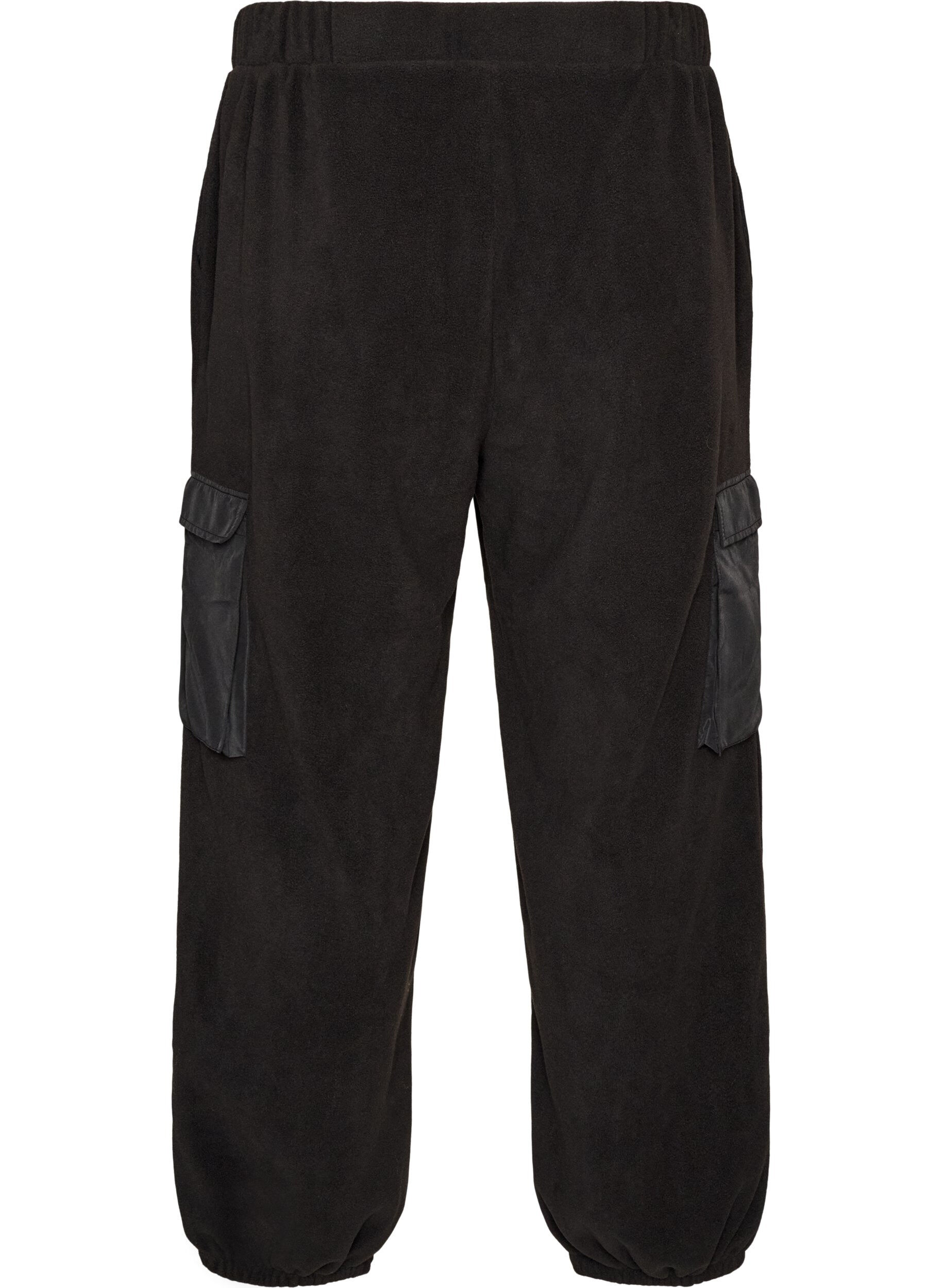 ZizziFleece-collegehousut cargotaskuilla, Musta, Packshot image number 1