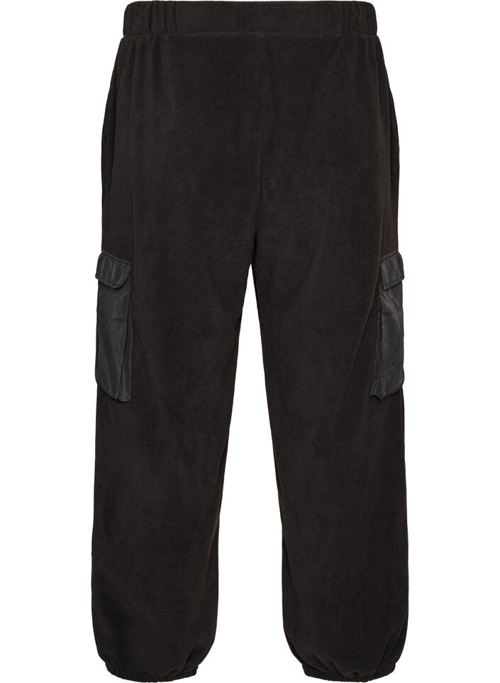 Fleece-collegehousut cargotaskuilla, Musta, Packshot image number 1