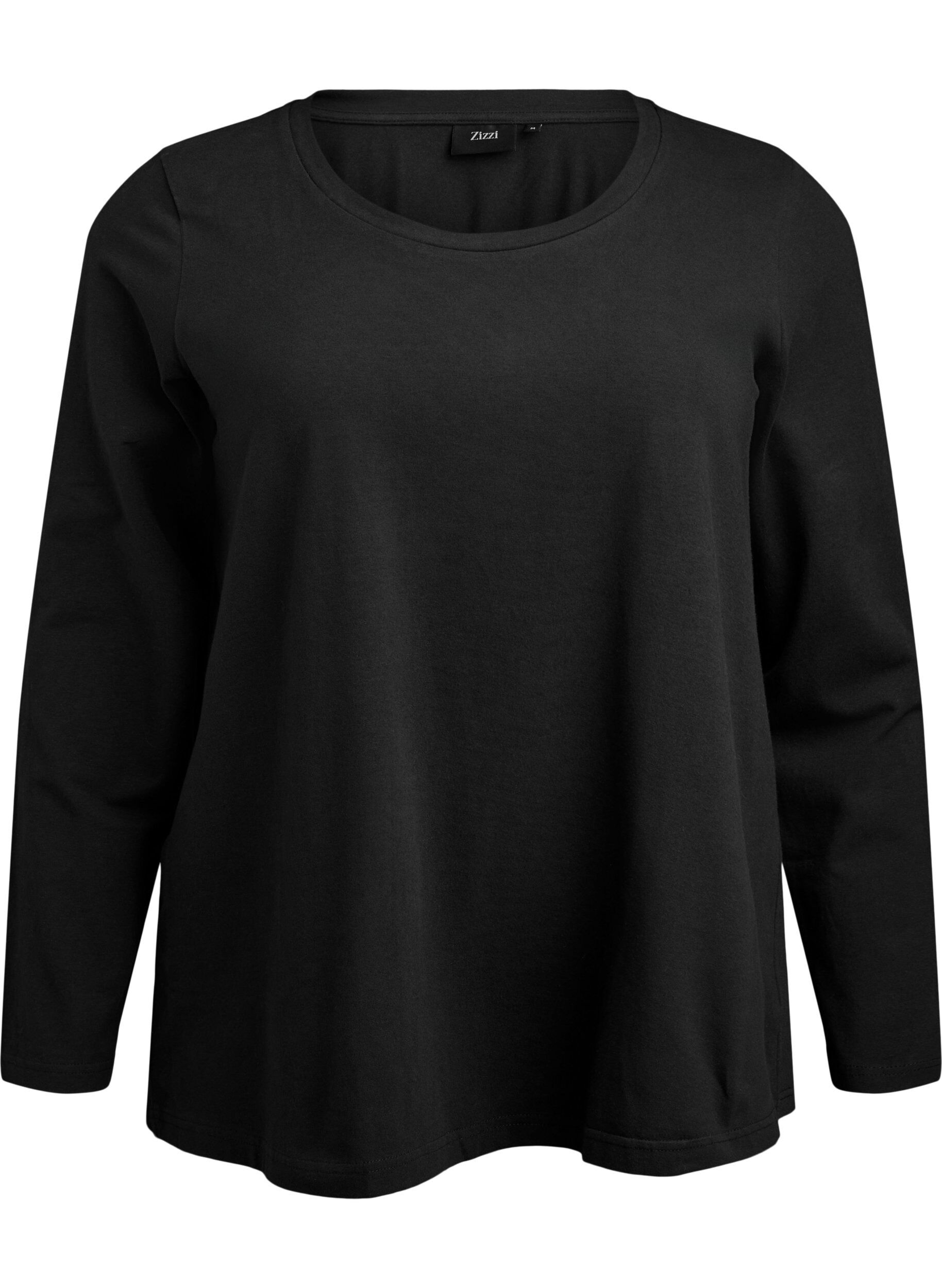 ZizziPerus jersey-paita, jossa pitk&auml;t hihat, Musta, Packshot image number 0