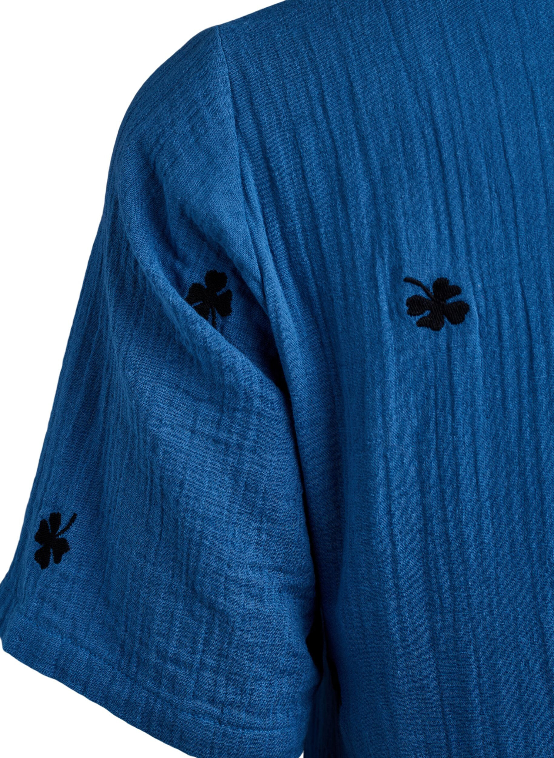 Zizzi Lyhyt mekko puuvillamusliinista kuosilla, Sininen, Packshot image number 3