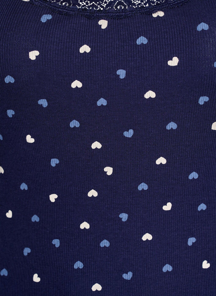 Toppi, jossa on painatus ja pitsireunus, Sininen, Packshot image number 2