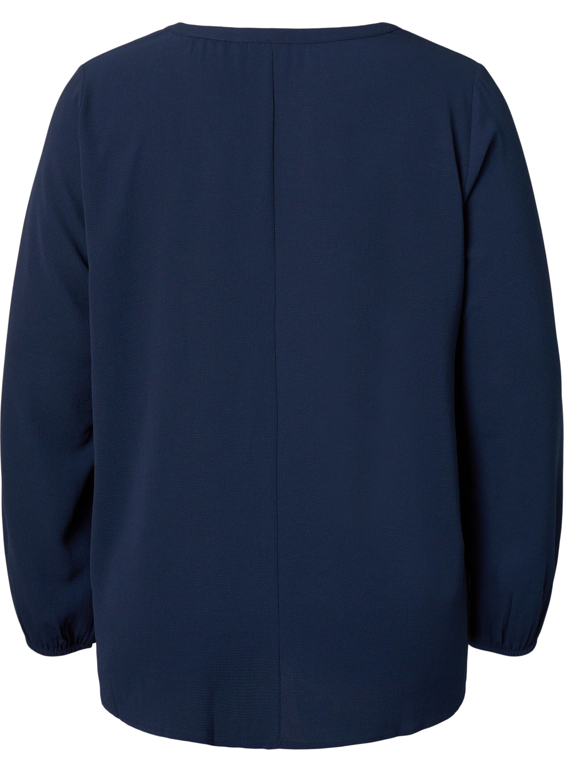 Zizzi Yksiv&auml;rinen pusero v-aukolla, Navy Blazer, Packshot image number 1