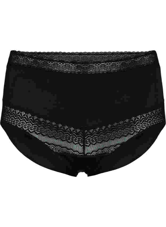 Korkeavyötäröiset alushousut pitsiyksityiskohdilla, Black, Packshot image number 0