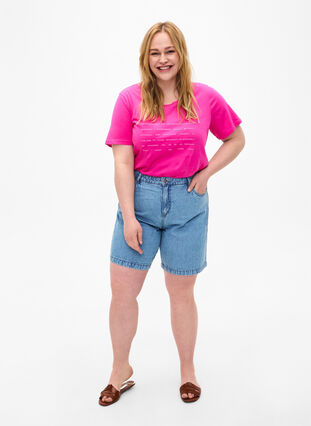 T-paita, jossa on tekstiä, Shocking Pink W.Pink, Model image number 2