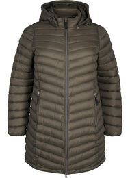 Kevyt takki, jossa on taskut ja irrotettava huppu, Vihreä