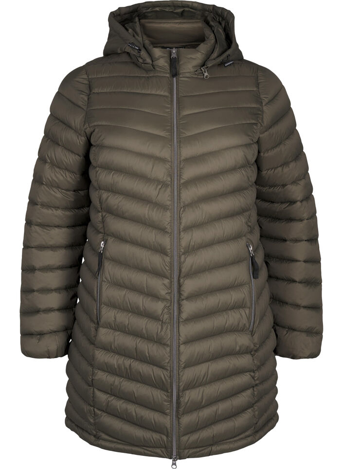 Kevyt takki, jossa on taskut ja irrotettava huppu, Vihreä, Packshot image number 0