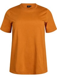 Puuvillainen perus-T-paita, jossa on py&ouml;re&auml; kaula-aukko, Oranssi
