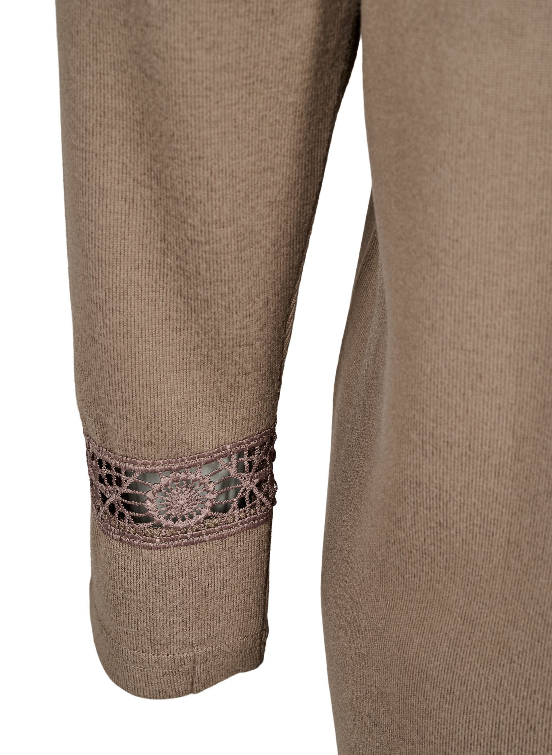 Zizzi Pusero kirjailuyksityiskohdilla ja pitk&auml;t hihat, Ruskea, Packshot image number 3