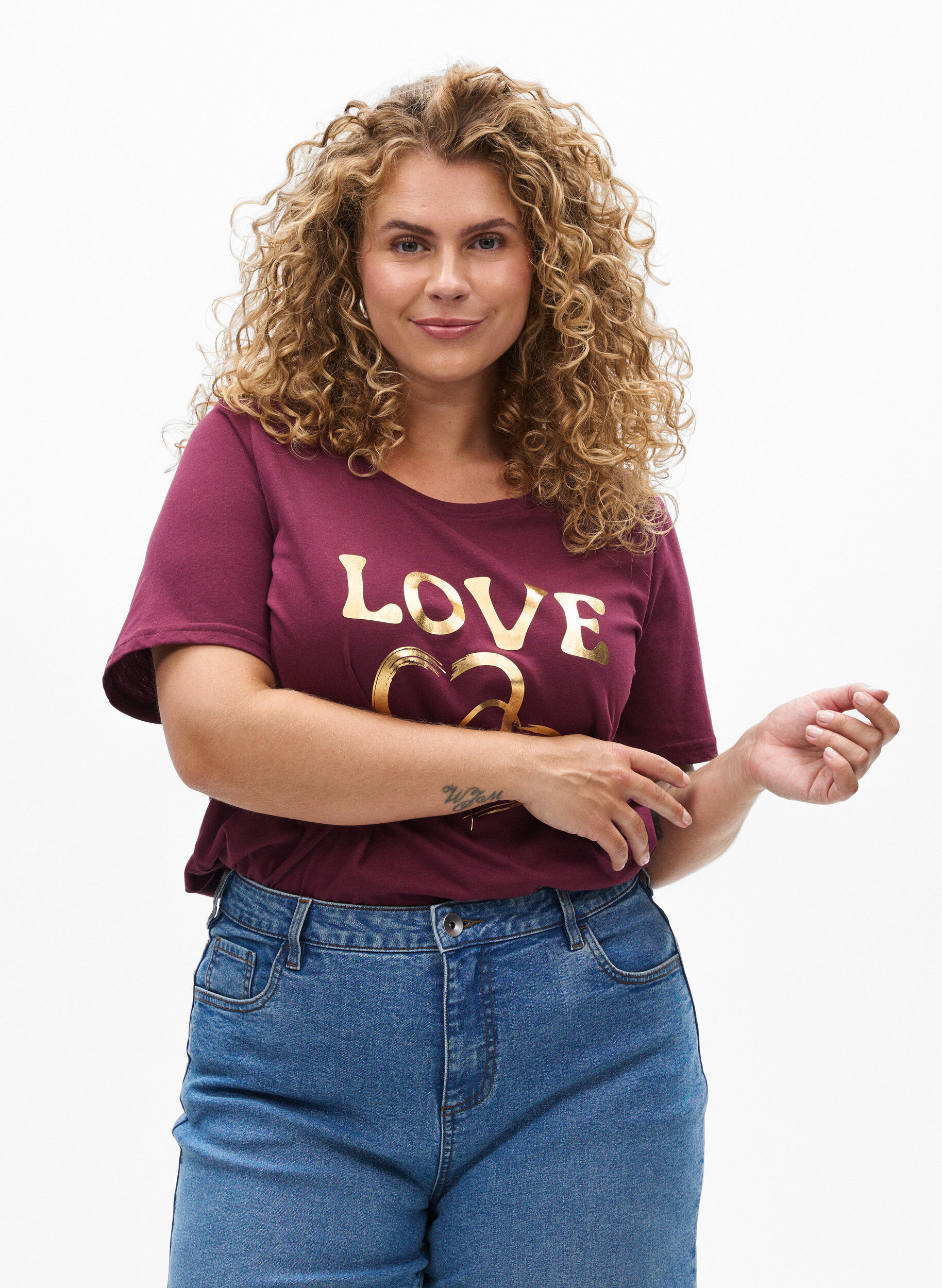 Zizzi T-paita printill&auml;, Punainen, Model image number 0