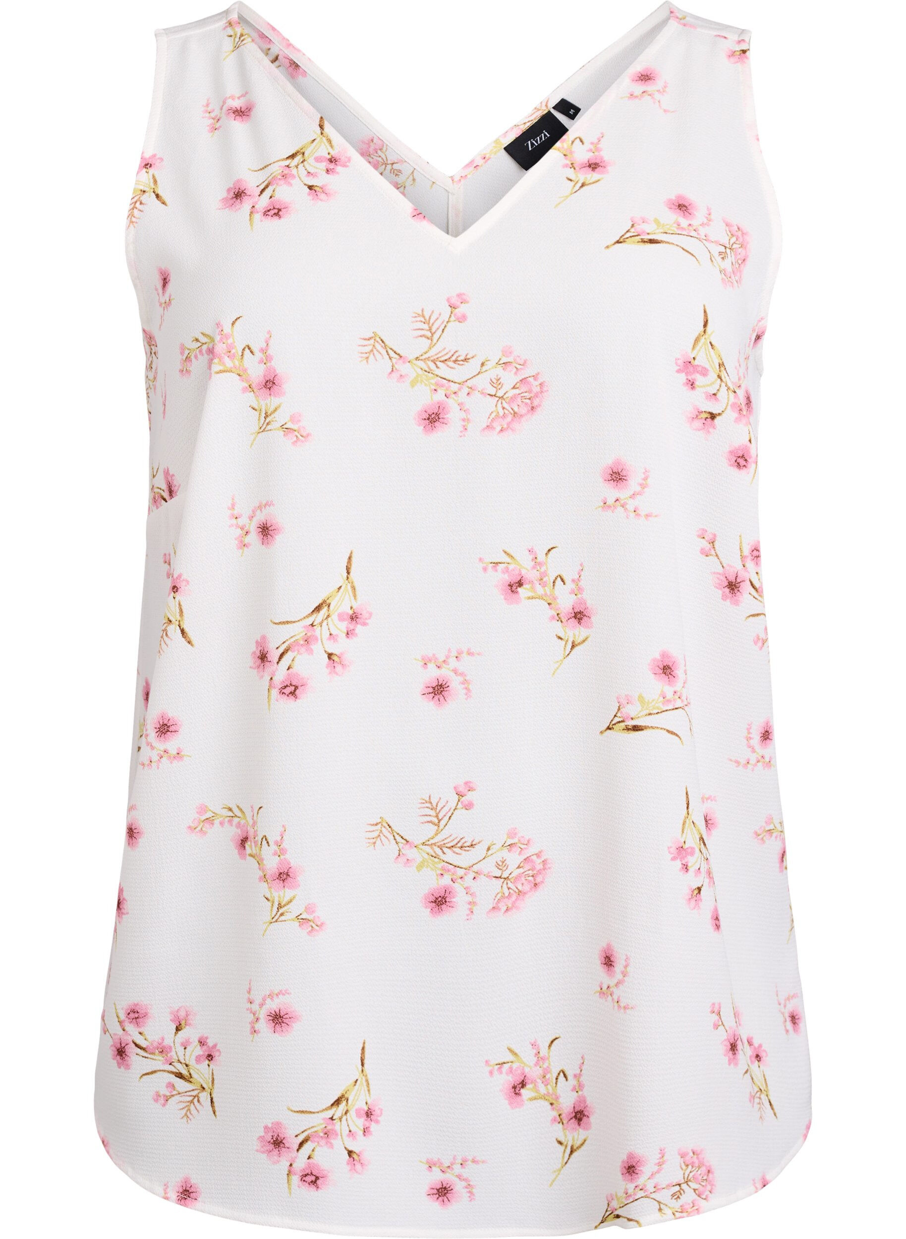 Zizzi Printtitoppi v-p&auml;&auml;ntiell&auml;, Valkoinen, Packshot image number 0