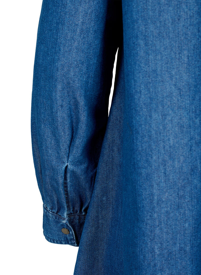 Pitkähihainen farkkumekko, Blue denim, Packshot image number 3