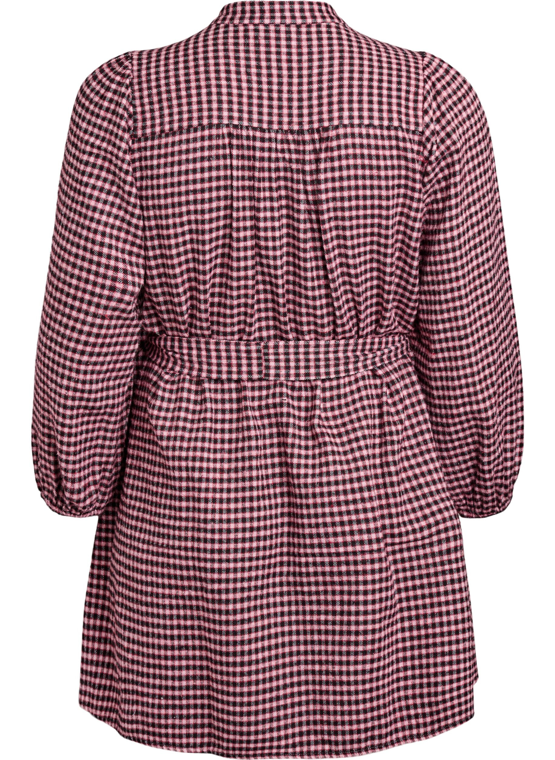 Zizzi Lyhyt ruutumekko solmittavalla vy&ouml;ll&auml;, Punainen, Packshot image number 1