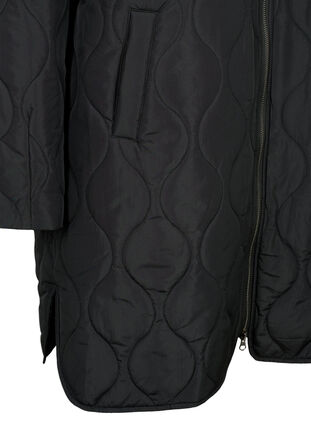 Pitkä topattu takki taskuilla ja vetoketjuilla, Black, Packshot image number 3