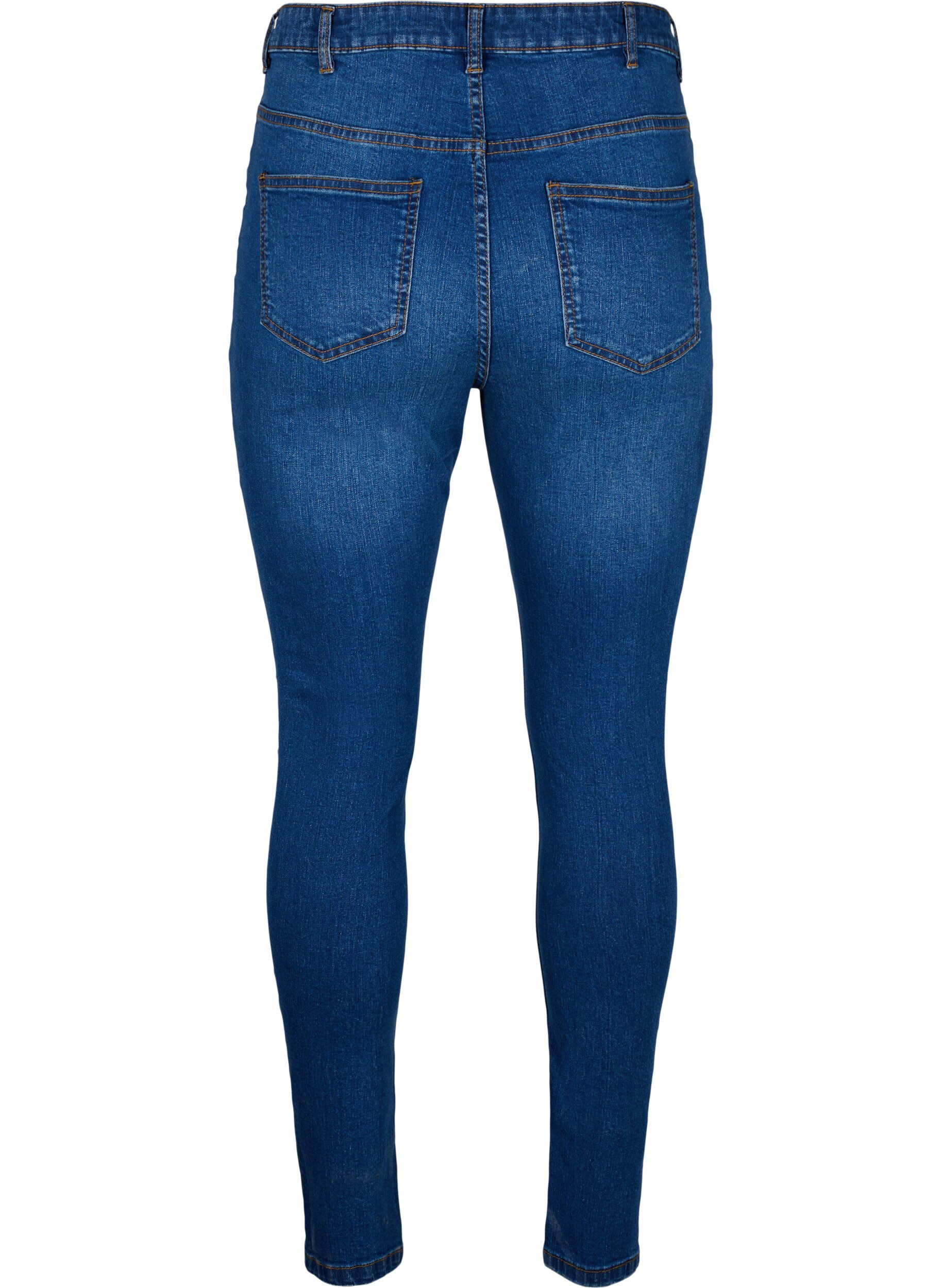 Zizzi Kulutetut slim fit -farkut, Blue Denim, Packshot image number 1