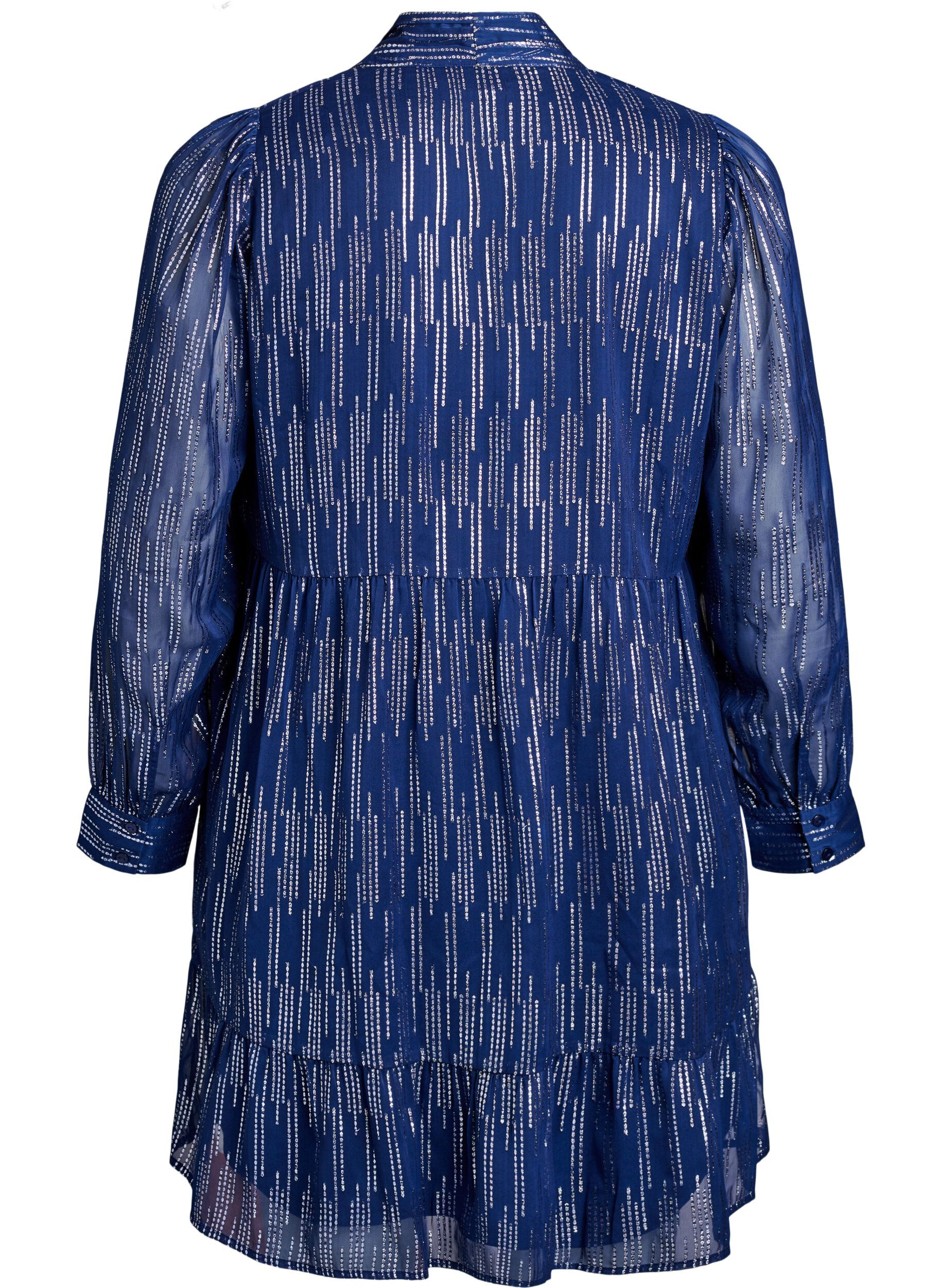 Zizzi Lyhyt juhlamekko glitterkuviolla, Sininen, Packshot image number 1