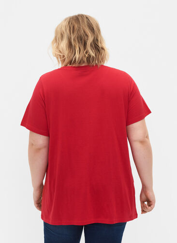 Lyhythihainen t-paita A-mallissa, Lipstick Red, Model image number 1
