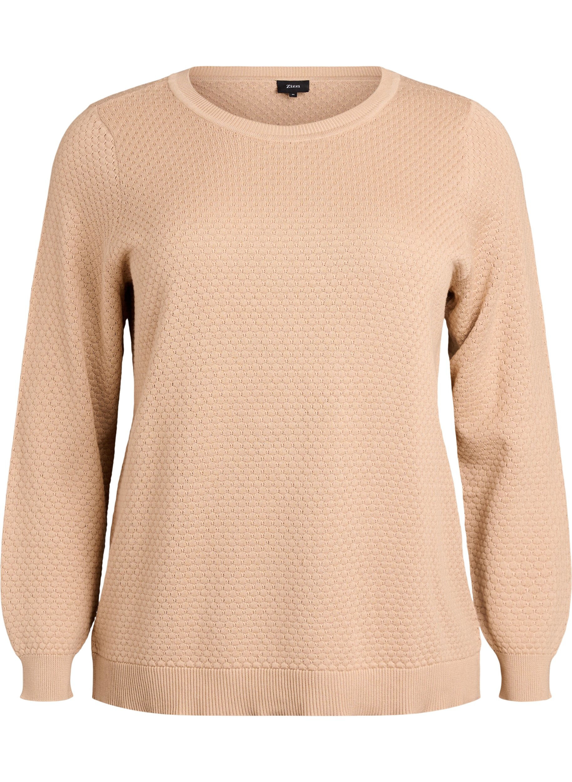 Puuvillainen neulepusero, jossa tekstuurikuvio