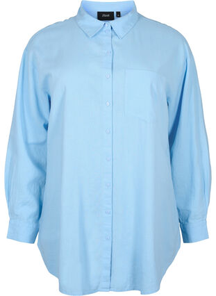 Pitkä paita pellava-viskoosisekoitteesta, Chambray Blue, Packshot image number 0