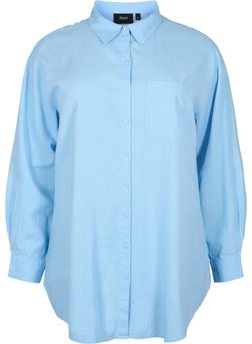 Pitkä paita lin-viskoosisekoitteesta, Chambray Blue, Packshot image number 0