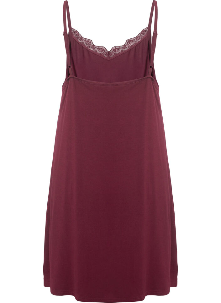 Viskoosinen y&ouml;mekko pitsireunuksella , Punainen, Packshot image number 1