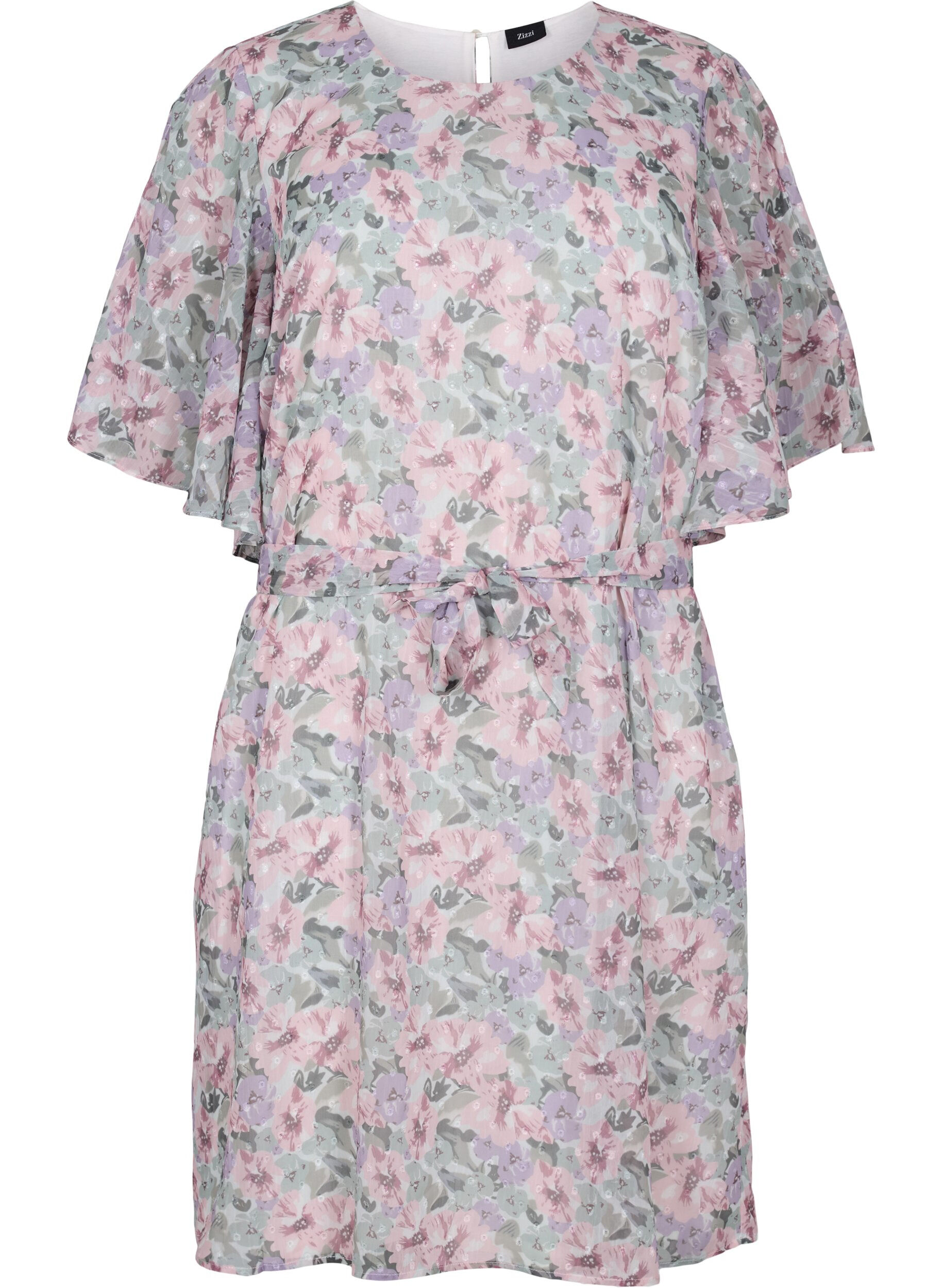 ZizziKukallinen mekko nauhalla, Flower AOP, Packshot image number 0