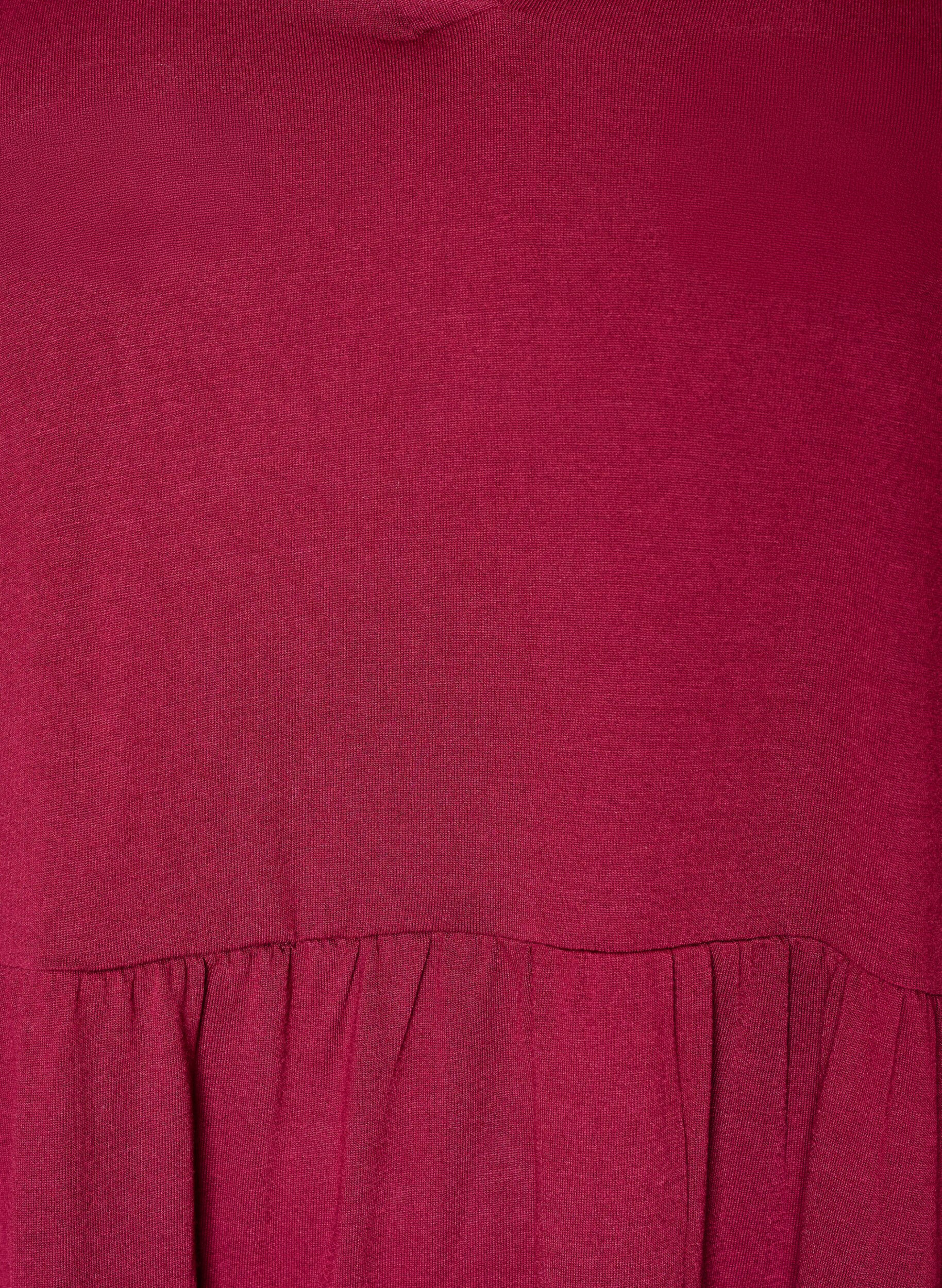 ZizziJerseymekko pitsiyksityiskohdilla ja kerrostetulla helmalla, Punainen, Packshot image number 2