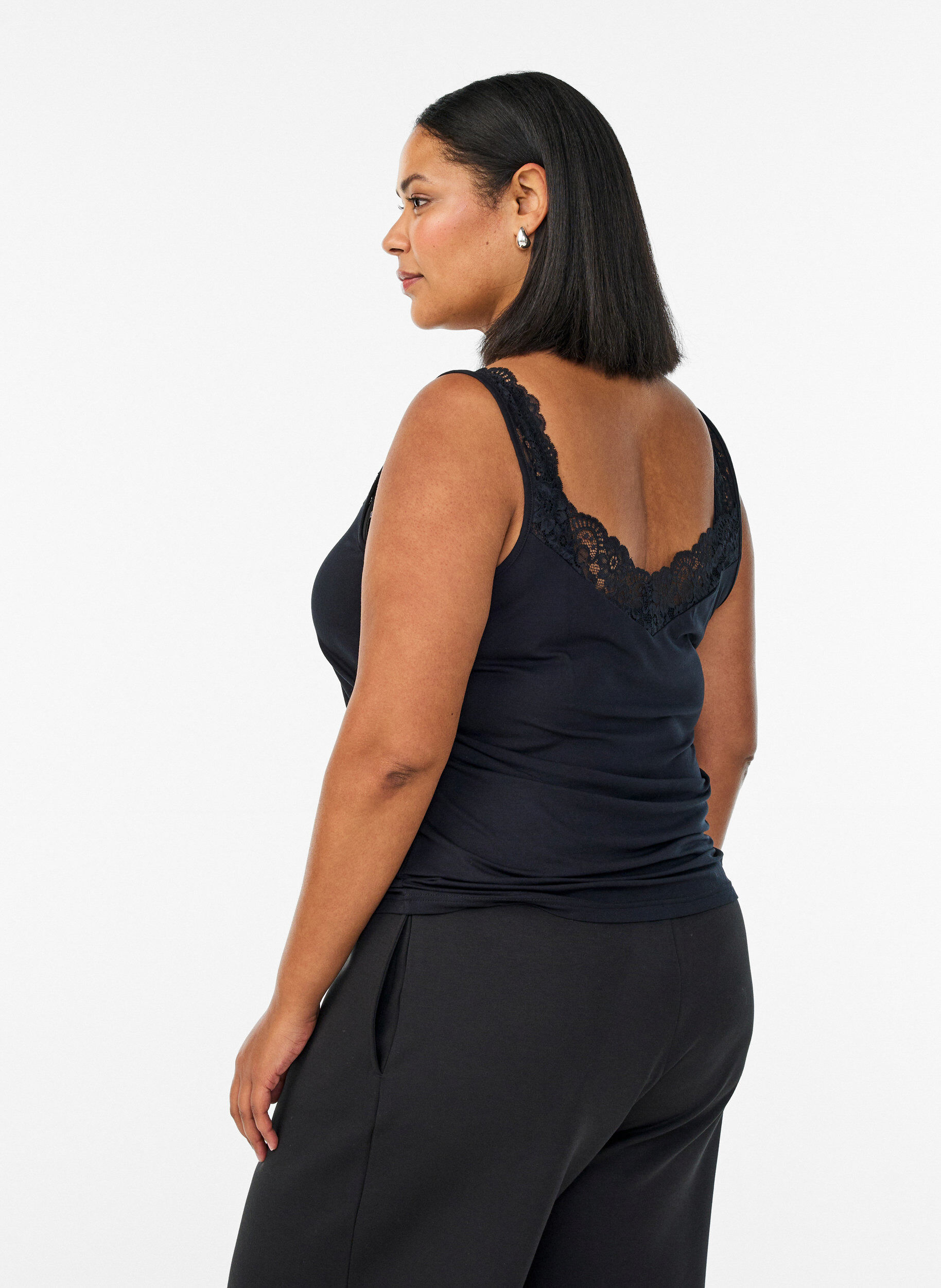 ZizziPitsireunainen viskoositoppi, Musta, Model image number 2