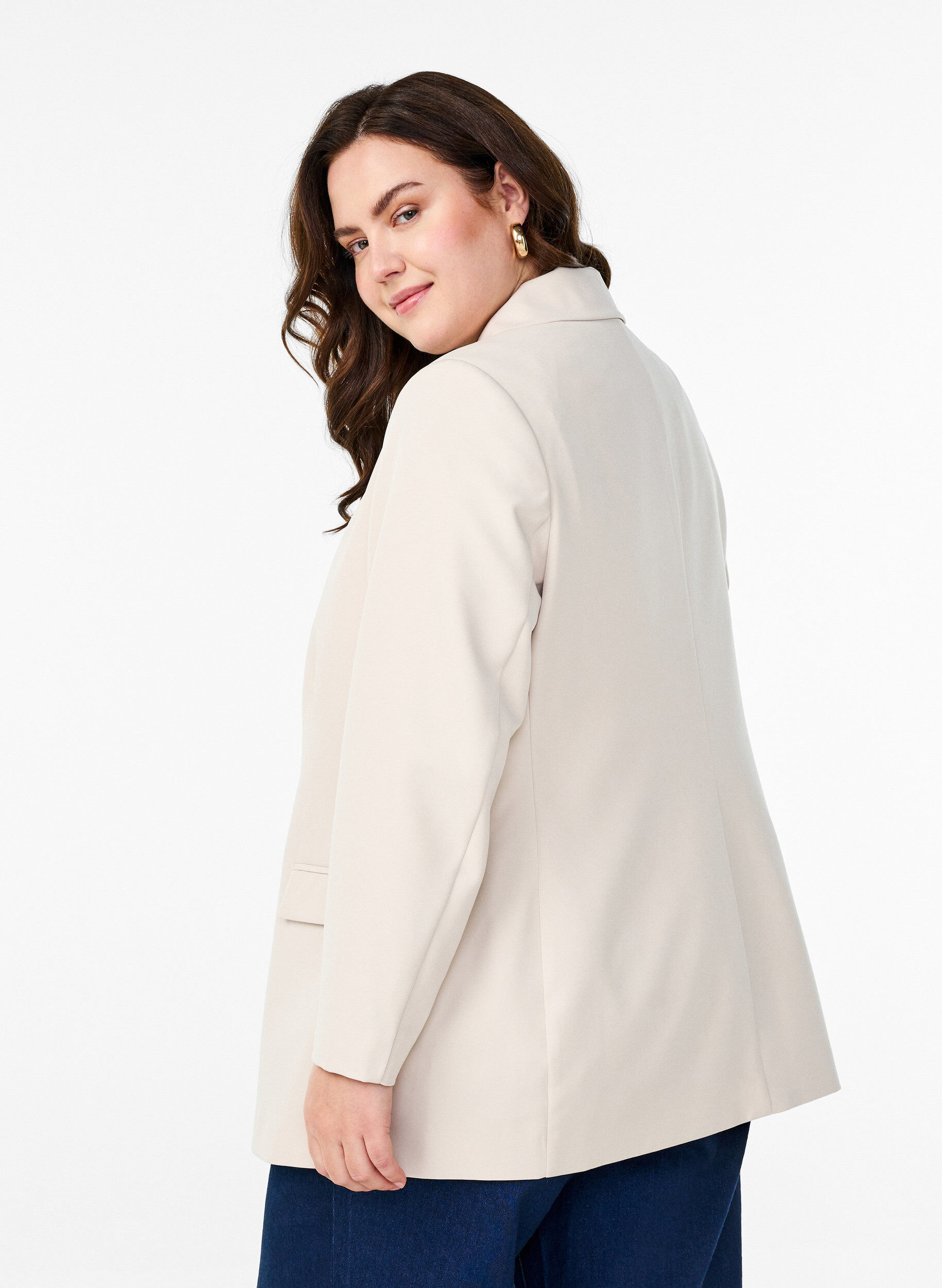 ZizziKlassinen bleiseri nappikiinnityksell&auml;, Beige, Model image number 2