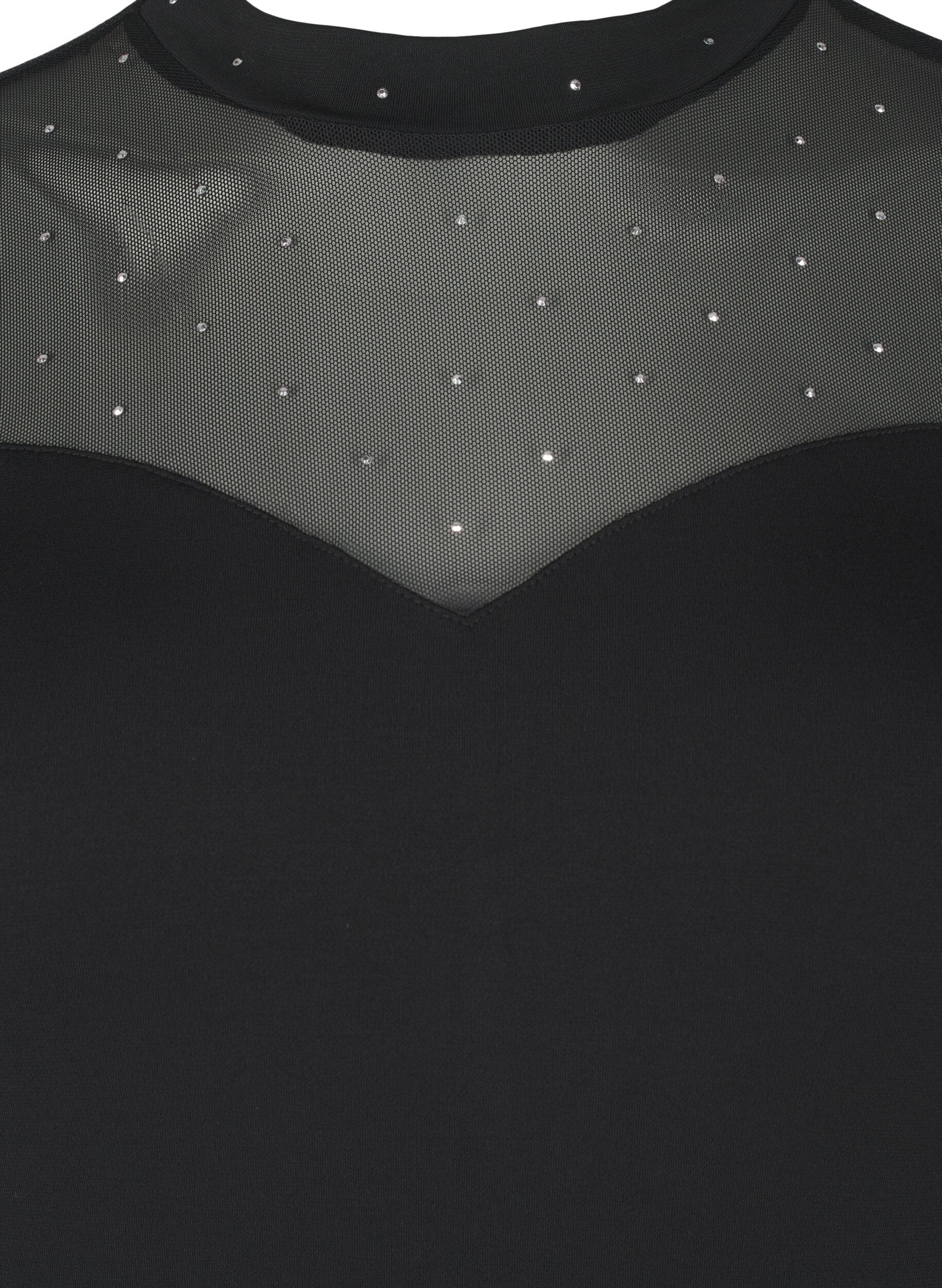 Zizzi Bodystocking niiteill&auml; ja pitkill&auml; meshj -hihoilla, Black, Packshot image number 2