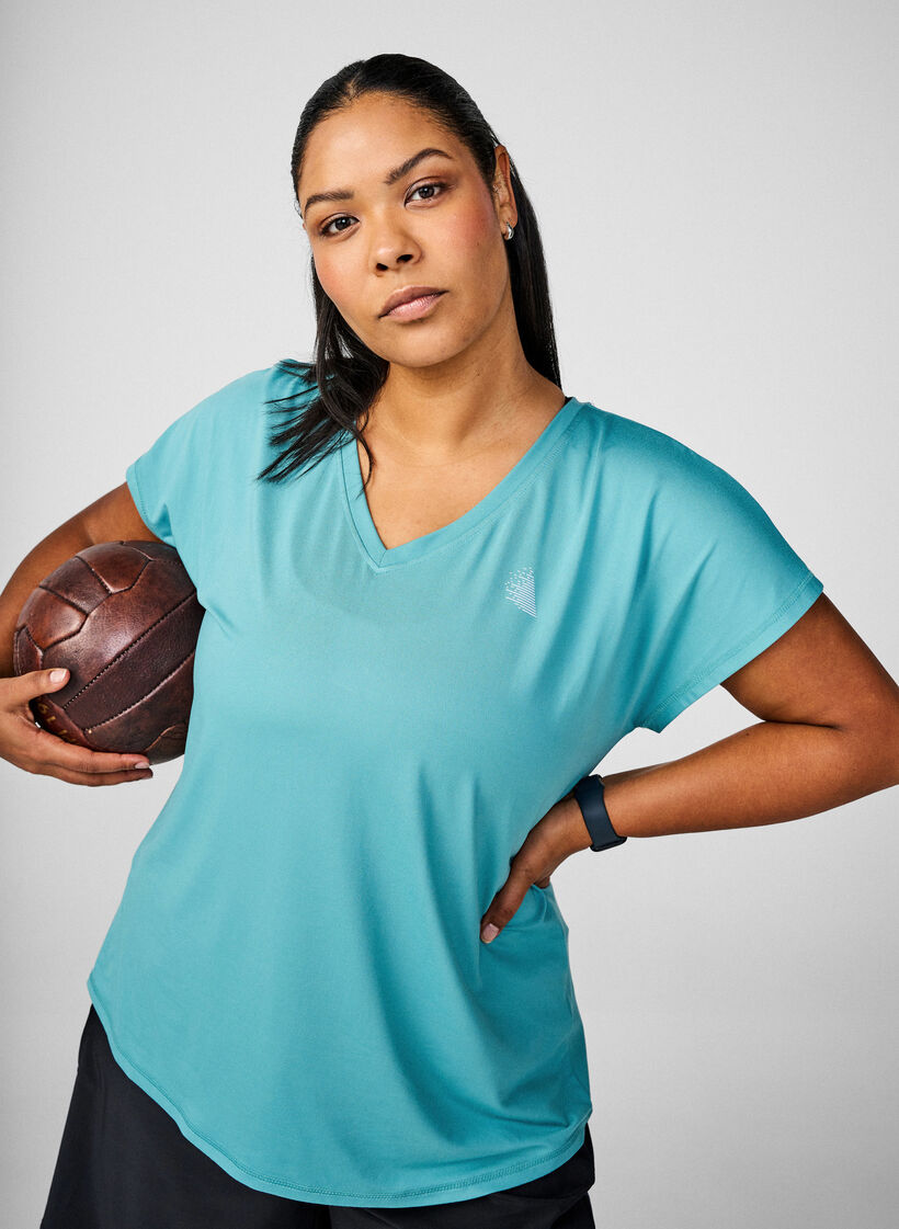 Väljä treenipaita, jossa on V-pääntie, Vihreä, Image image number 0