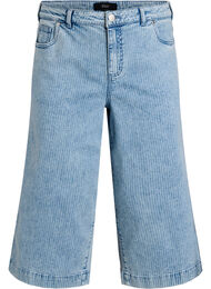 Raidalliset leve&auml;lahkeiset culotte -farkut, Sininen