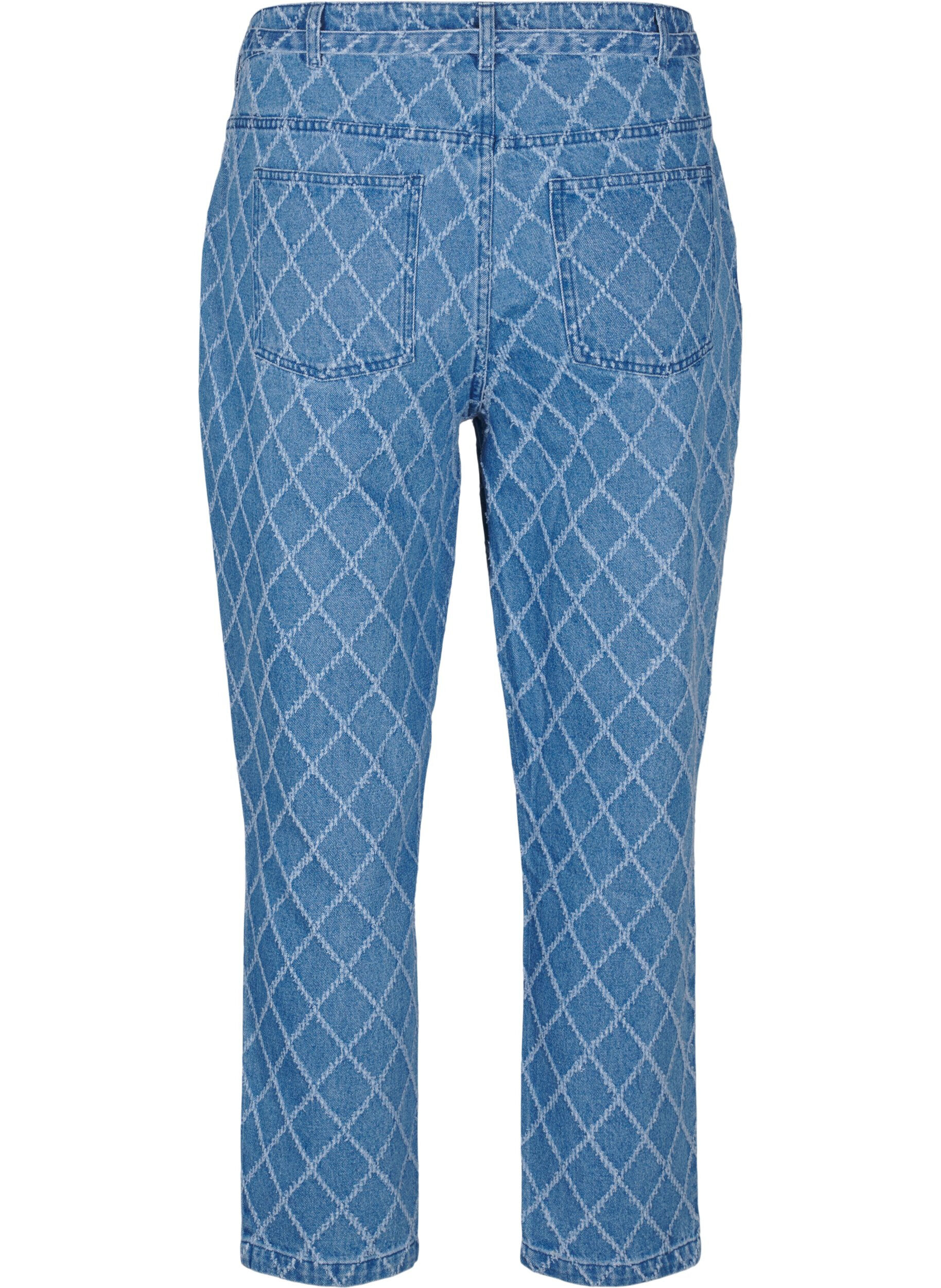 Zizzi Vajaamittaiset Mille-farkut, jotka on kuvioitu kulutetun n&auml;k&ouml;isiksi, Blue Denim, Packshot image number 1