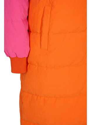 Pitkä talvitakki värikaistaleella, Pink W/Orange, Packshot image number 3