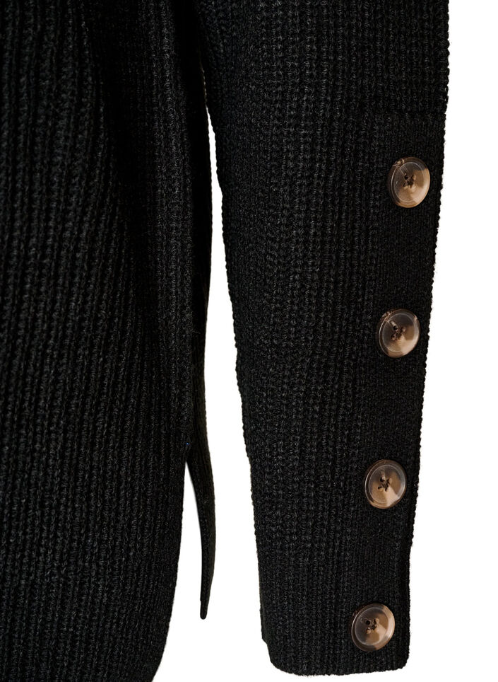 Neulepusero ribbineuloksella ja nappiyksityiskohdilla, Musta, Packshot image number 2